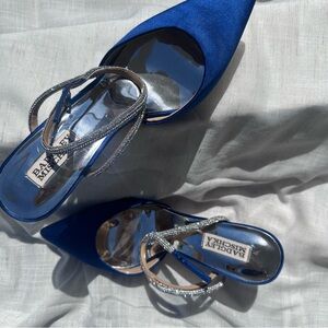 Badgley Mischka Royal Blue Rhinestone Slingback Heel Size 9